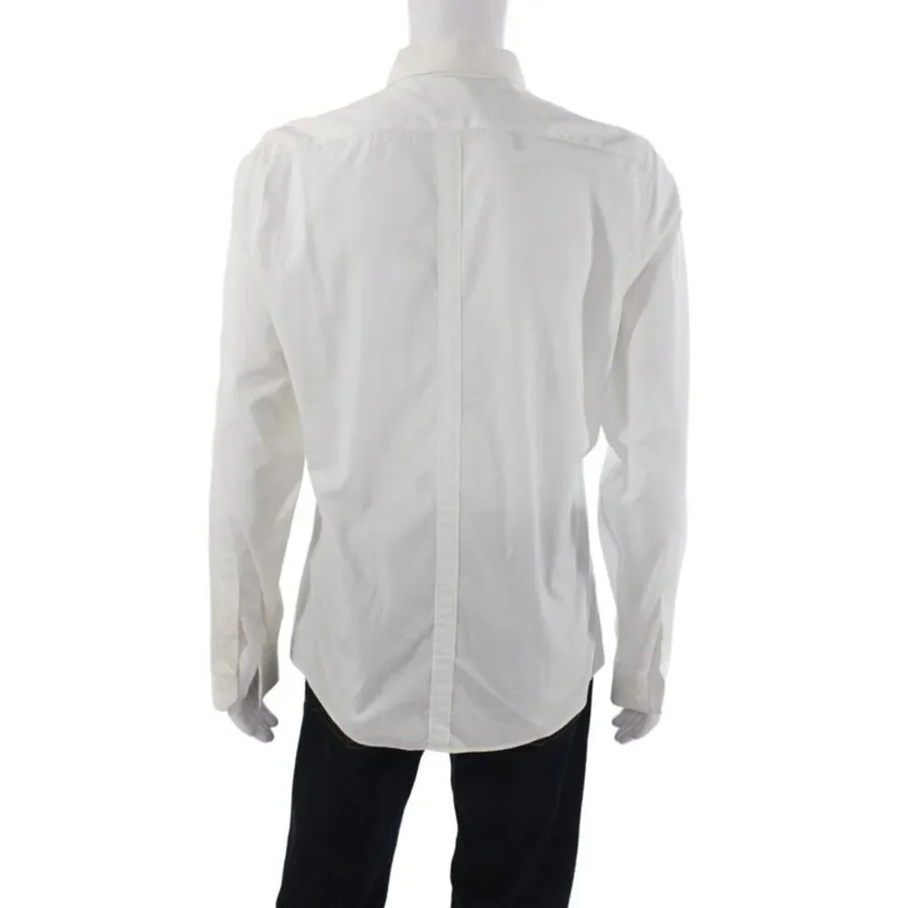 Gucci Mens Cotton Long Sleeve Collared Button-Down Shirt White Size 42
